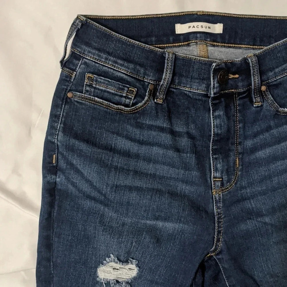 PACSUN High Rise Ripped Jegging, Color Dark Wash Size 24 S - Picture 4 of 15